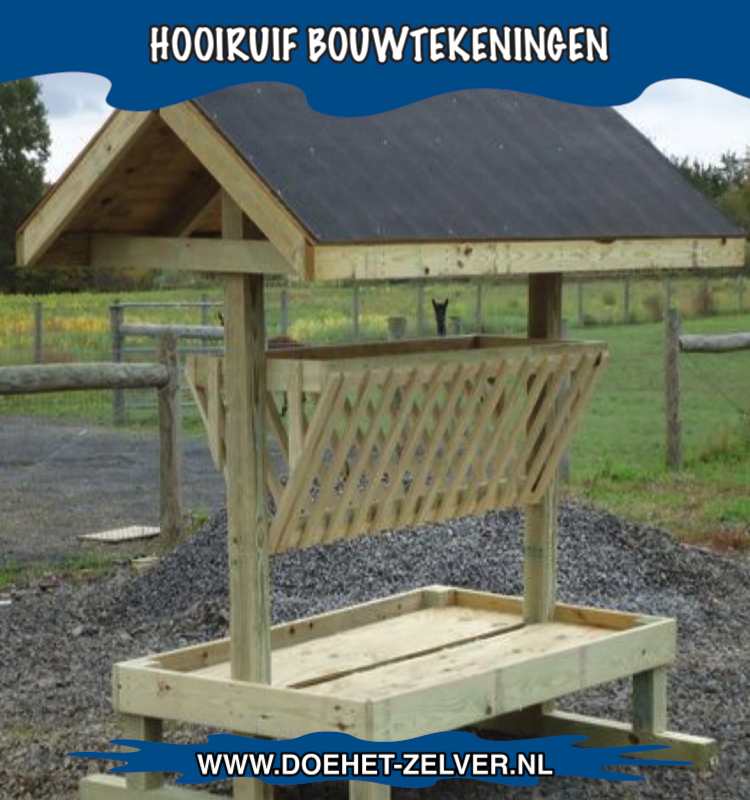 Houten hooiruif gemaakt met een bouwtekening hooiruif paarden en schapen bouwtekening nodig?